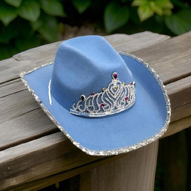 Gleaming Bride Hat Sparkly Cowboy Hats Crown Rhinestones Panama Hat for Party