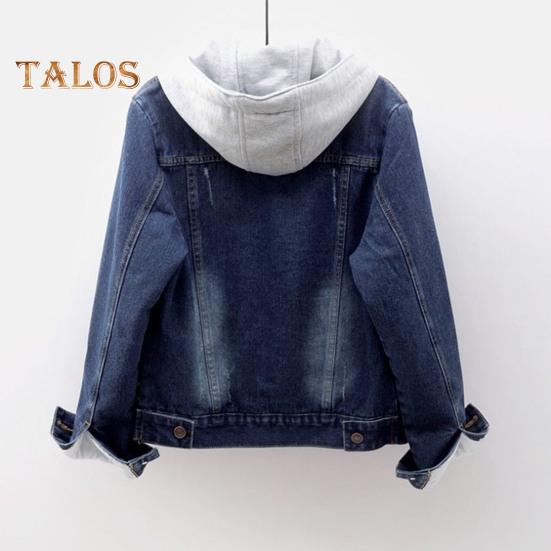Women Jacket Thick Fleece Lined Solid Color with Pockets Lapel Single-breasted Long Sleeves Warm Loose Denim Jacket Daily Outdoor Coat