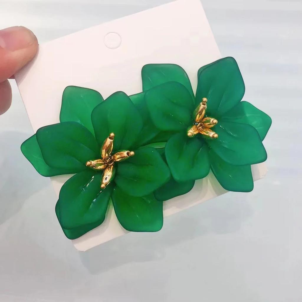 Delysia King Women Romantic Temperament Acrylic Petal Earrings Girl 2025 Cute Lifelike Flower High Grade Ear Stud