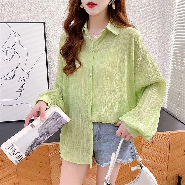 

Дышащая тонкая шелковая дышащая одежда для защиты от солнца для женщин летние рубашки свободная одежда для защиты от солнца куртка XL зелёный