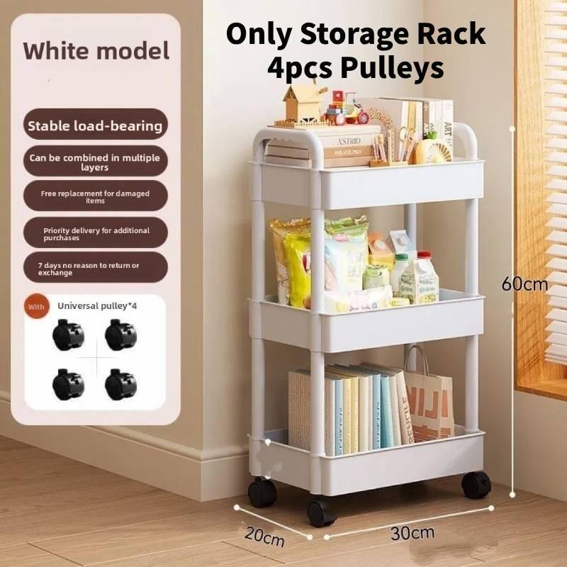Mały wózek do przechowywania z składanymi, obrotowymi, mobilnymi półkami do organizacji kuchni i sypialni