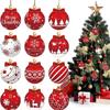  12PCS Wooden Christmas Ball Ornaments Hanging Pendant Festival Home Decoration Decorative Holiday Party Supplies