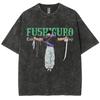 Jujutsu Kaisen Geto Suguru Mono Sketch Vintage Washed Oversized Anime Streetwear Unisex Casual Black TShirt