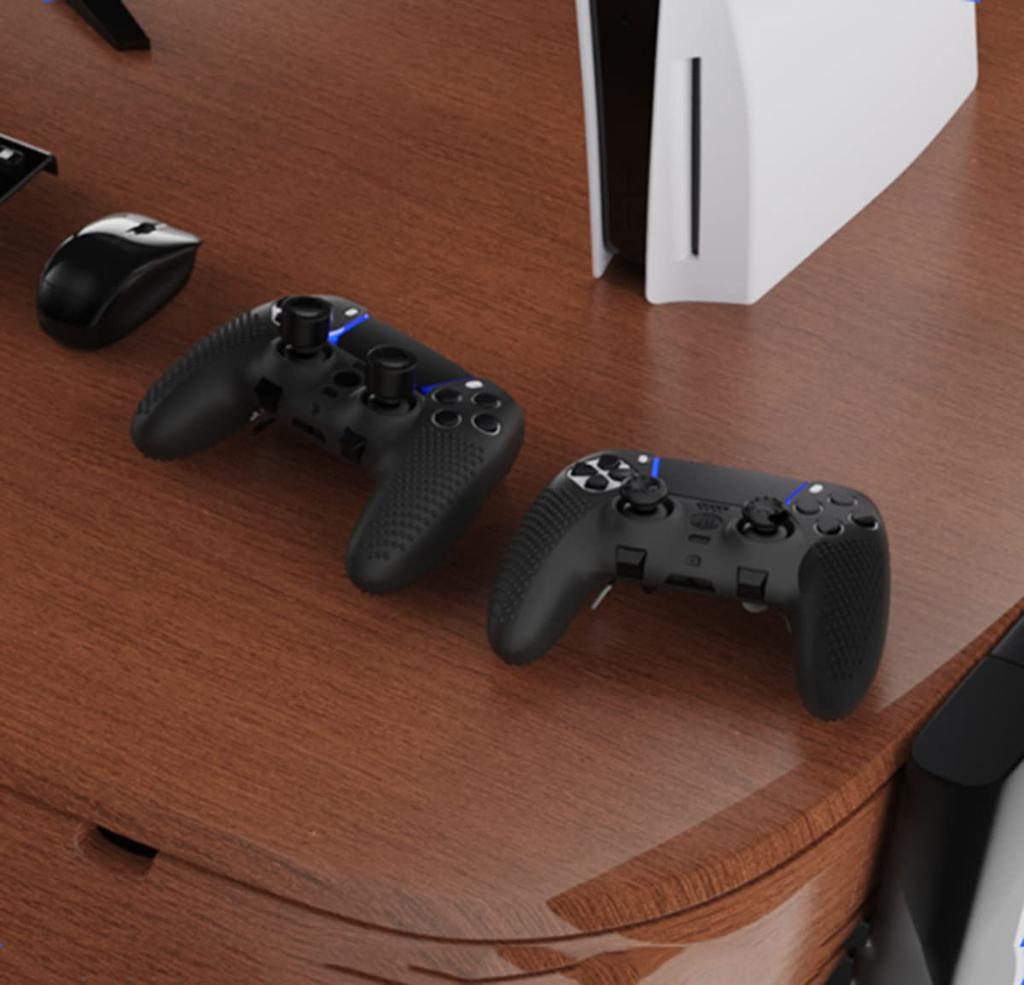 XBERSTAR Ergonomic Silicone Cover Case for PS5 DualSense Edge DualSense Edge Soft Rubber Protective Skin for Wireless Controller with Thumb Grip Caps