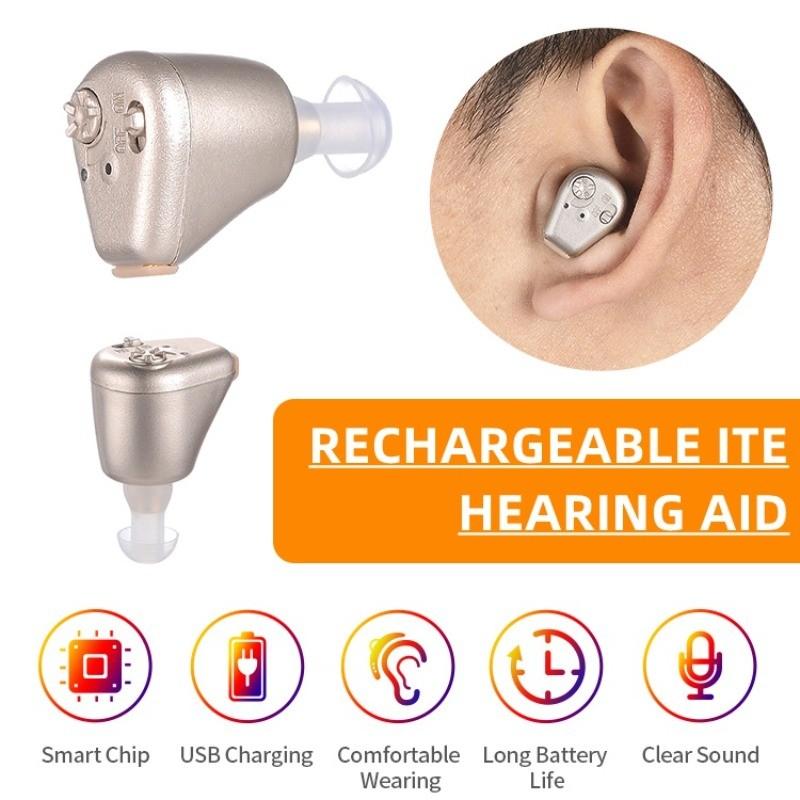 Invisible High Quality Hearing Amplifier Professional Sound Voice Enhancer Mini Rechargeable ITE Hearing Aid