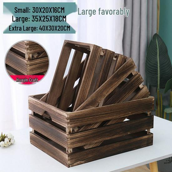 

Деревянная прямоугольная корзина с эффектом состаривания для демонстрации фруктов и овощей Large 40/30/20cm