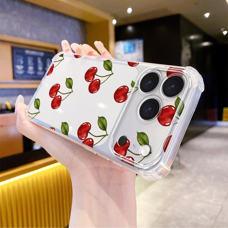 Creative Niche Cherry Mobile Phone Case Apple 17promax Anti-drop Transparent Soft Case iPhone12 High-end Women's Model