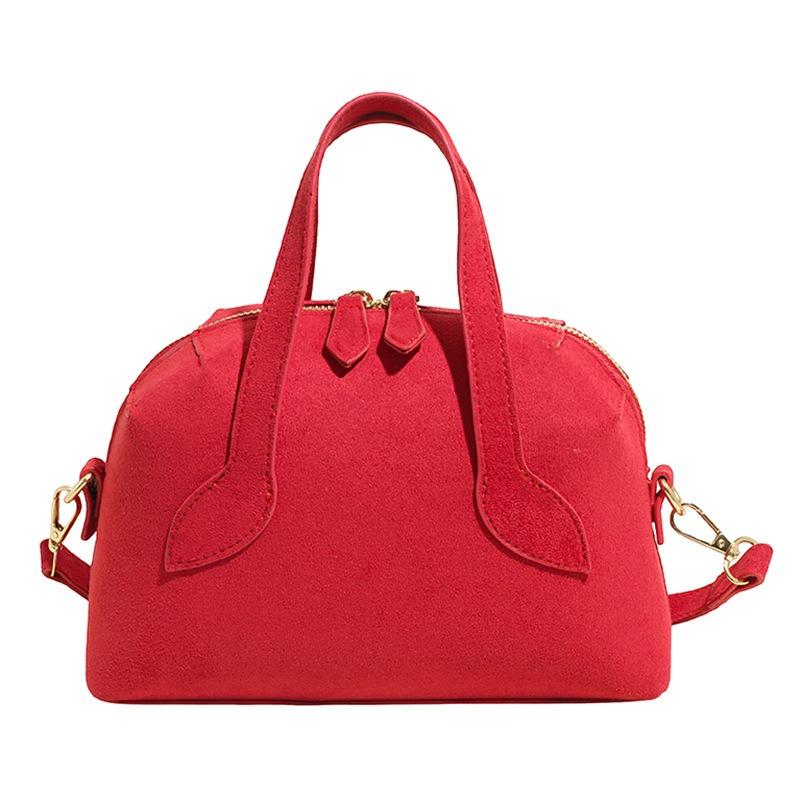 Retro Niche Portable Shell Bag Women's New Fashion Lychee Pattern Bowling Bag Commuter Shoulder Messenger Bag