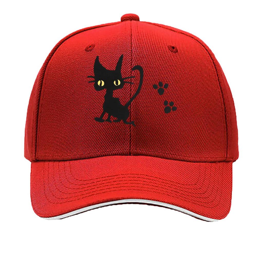 Multicolor Options Available for The Featuring a Black Cat Comfortable And Breathable This Solid C Sandwich Baseball Cap