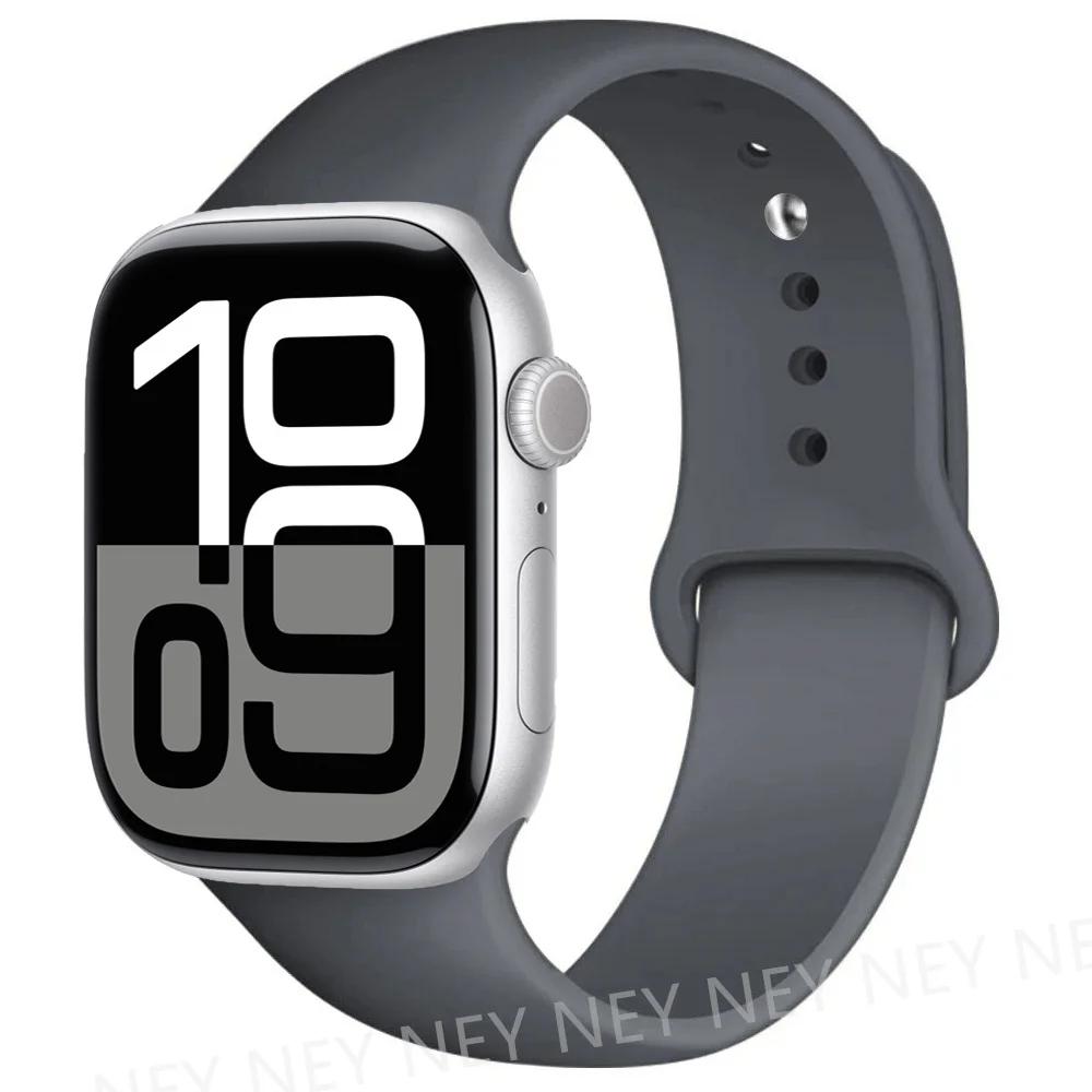 Silicone Band For Apple Watch Straps Ultra 2 49mm 45mm 44-40mm 41mm Sport Bracelet Apple Watch Series 10 42mm-46mm 8 7 6 5 SE 9