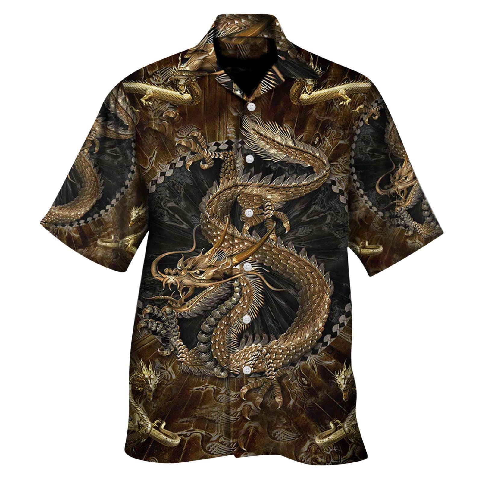 

Stabbon Short Sleeve Aloha Plus Japanese Dragon Flashy Summer Perfect for and Fashionable Hawaiian Plus Size Men s Shirt, Size, Cotton, Pattern, чорний