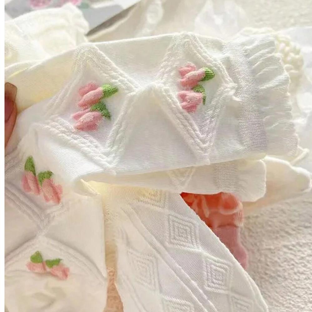 5 par uroczych skarpetek z koronką do połowy łydki, z falbankami, w stylu Harajuku, miękkie, modne, odpowiednie dla dziewcząt, wygodne, pochłaniające pot