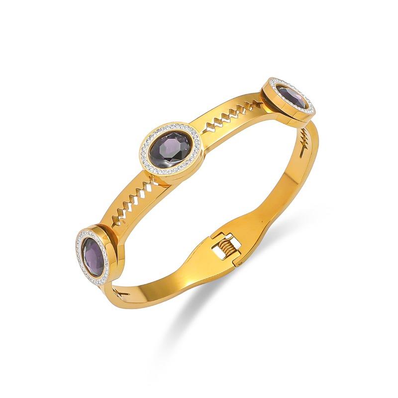 

Titanium steel bracelet - women s ins french style titanium steel bracelet with zircon accents