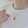 High-End European & American Red Oil Heart Necklace - Women's Retro Clavicle Chain for Autumn & Winter