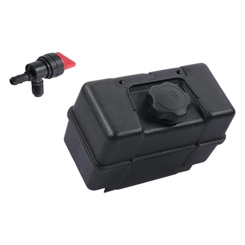 Lawn Mower Fuel Tank Replacement, Black Tank Assembly with Mounting Holes and Screw Cap, 17 x 14 x 18 cm Sizing