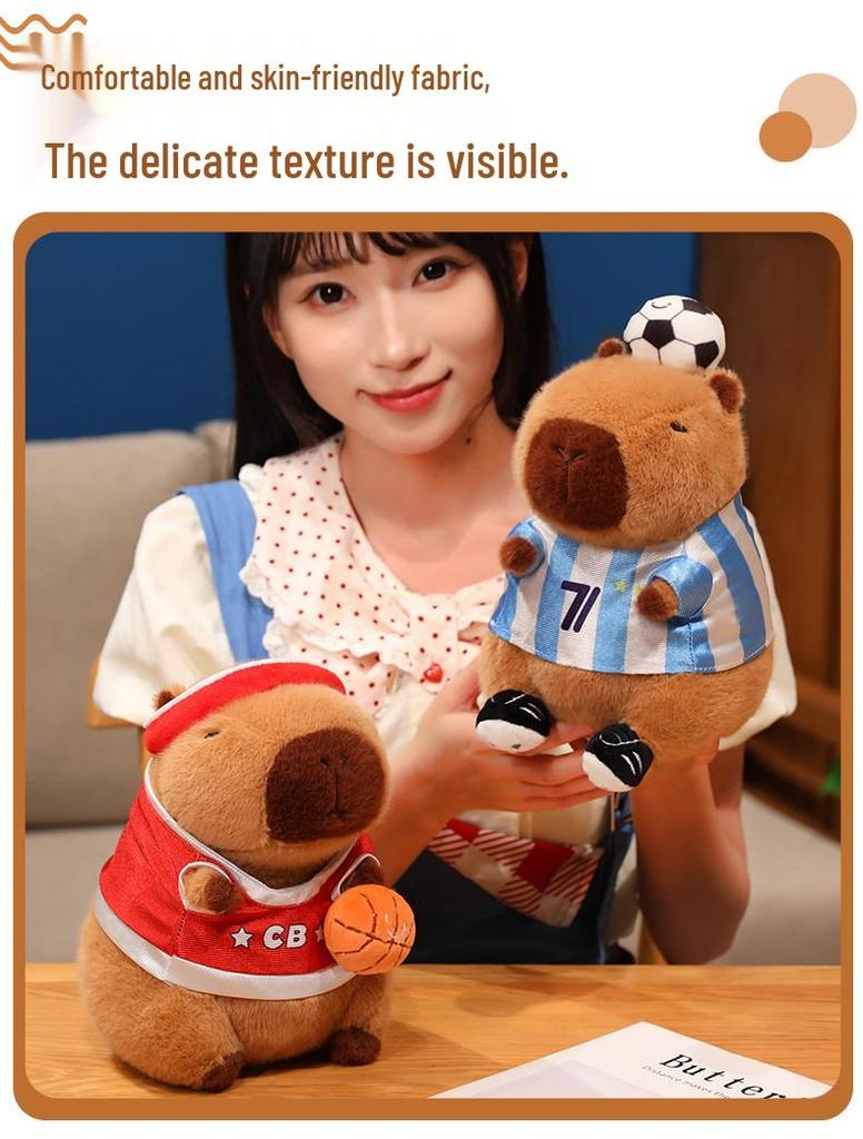 Sporty Capybara Plush Toy - Football & Basketball Variants