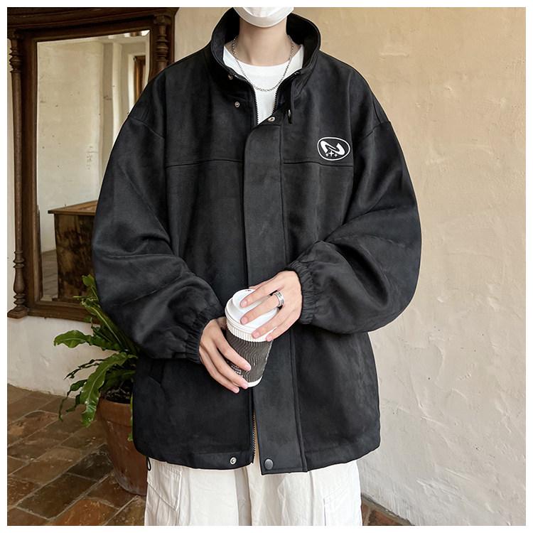 Men's Retro Heavyweight Suede Stand-up Collar Winter Jacket - Casual, Versatile, Trendy Outerwear