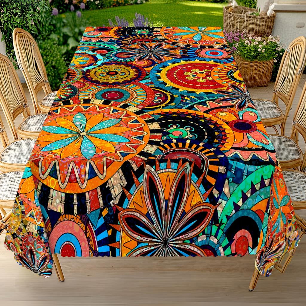 Bohemian Pattern Rectangle Tablecloth for Table Decor Holiday Party Waterproof Reusable Tablecloth for Tables Party Picnic