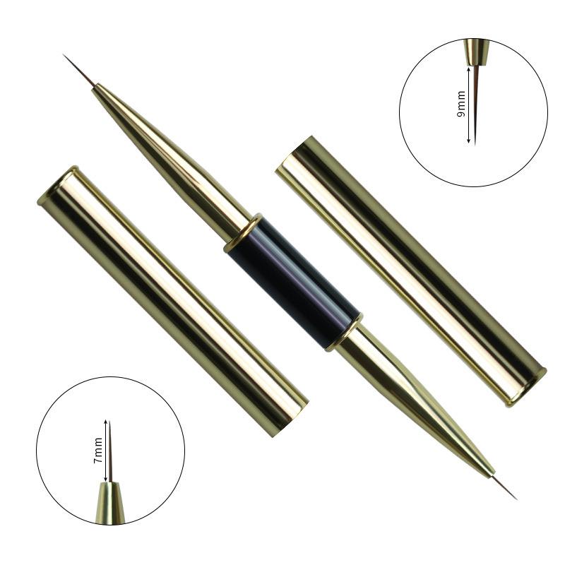 Pinceau Nail Art Double Embout Lignes Liner DIY Peinture Poudre Liquide Acrylique Gel UV Extension Constructeur Stylo de Dessin Français
