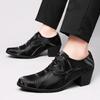 2024 New Fashion Black Formal Shoes for Men Pointed Leather Elegant Mens Dress Shoes Lace-up Heel Shoe Men Zapatos Hombre Vestir