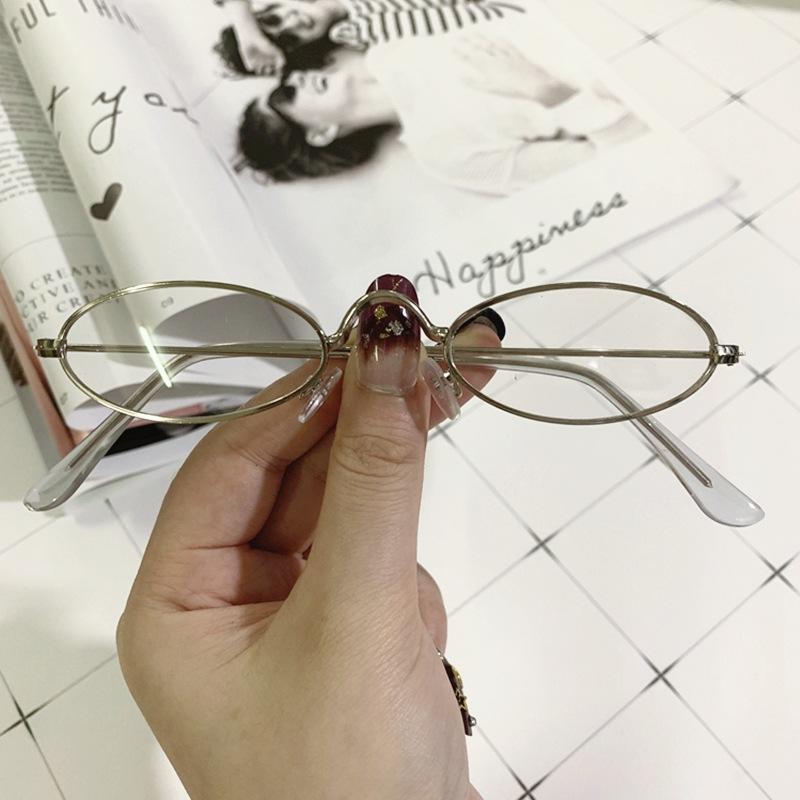 Metal Small Frame Sunglasses, Retro Oval Frame Sunglasses, Fashionable Marine Sunglasses 336