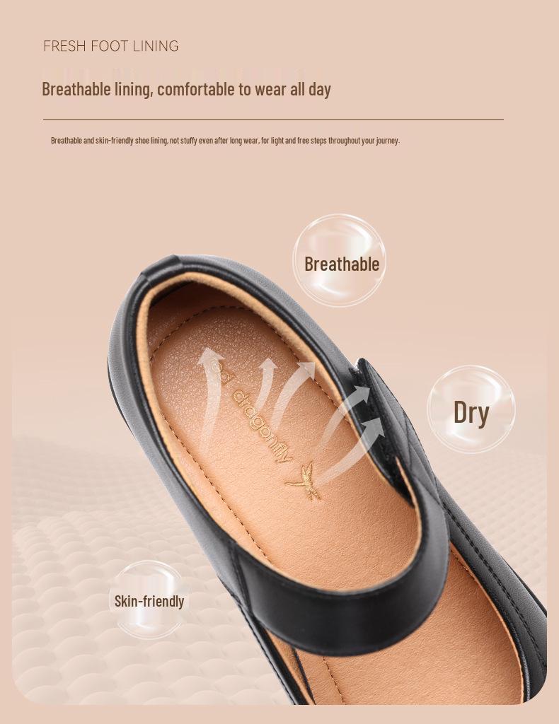 Red Dragonfly Women's Summer Casual Leather Mary Jane Shoes - Genuine Leather Mother's Shoes