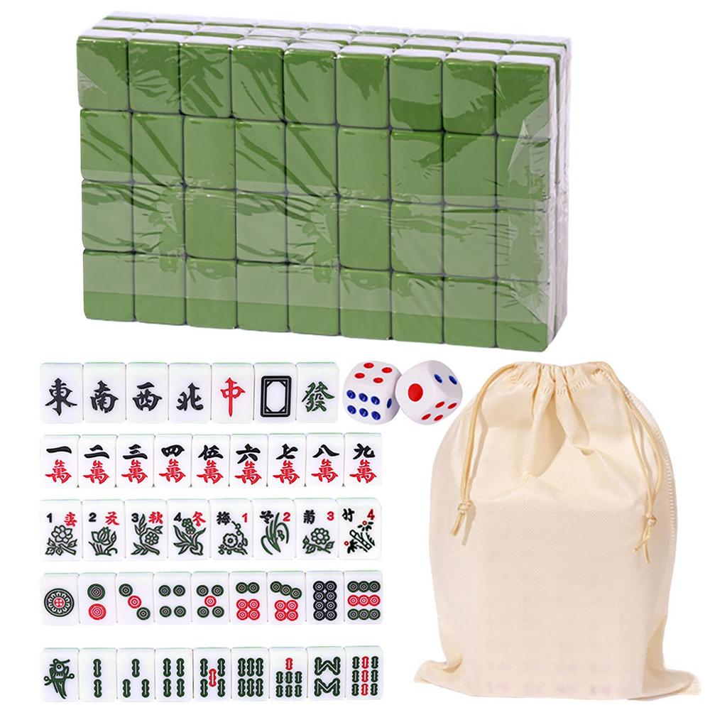 Set Gioco Mahjong Cinese 144 Mini Tessere Bianche Incise Per Riunioni di Famiglia Per Gioco Stile Cinese Tempo Libero in Famiglia