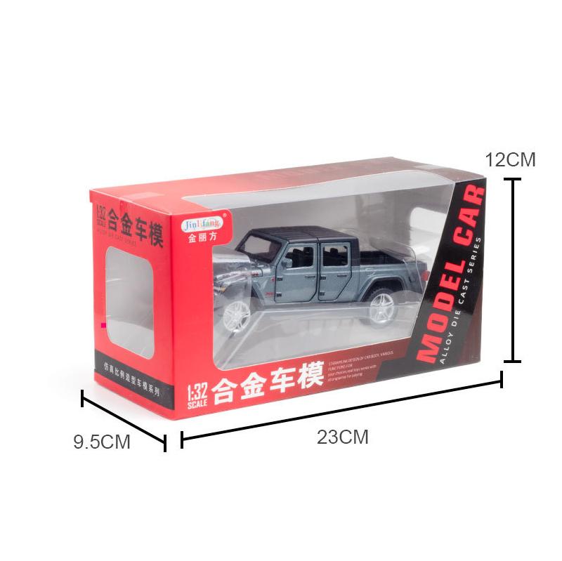 

Масштаб 1/32 Jeep Wrangler Gladiator, пикап, модель автомобиля из сплава, металлические внедорожники с коллекцией звука и света, подарочная копия для детей 1/32-17x6x5.5cm серый