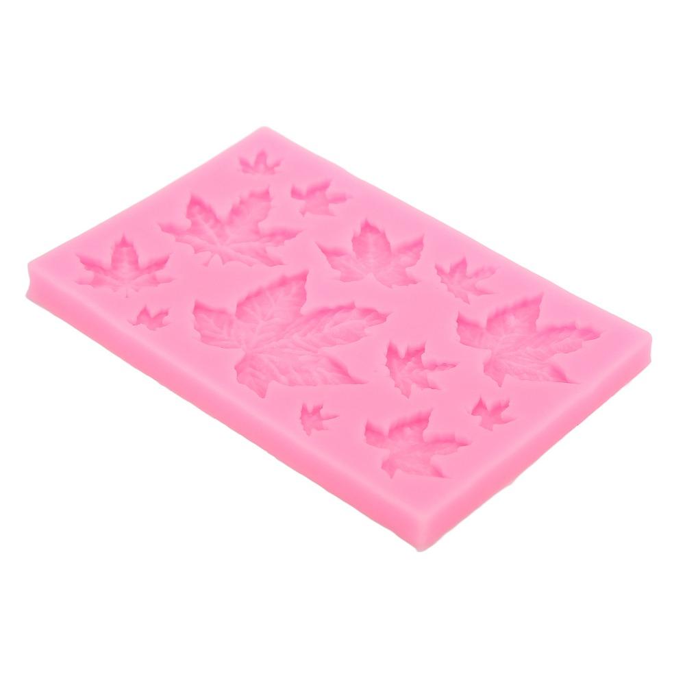 4pcs Washable Fondant Mould Pink Maple Leaf Mould Candy Mould Leaf Silicone Mould  Cupcake Topper