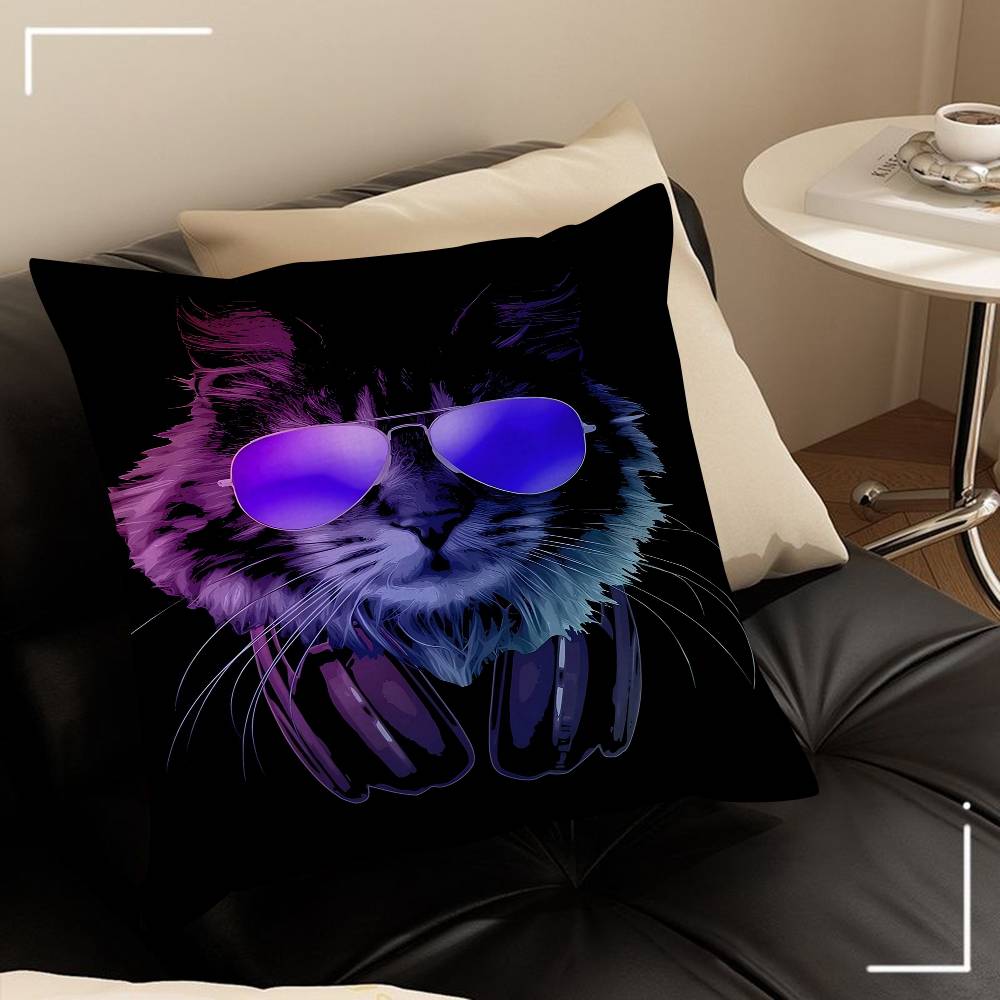 Animal Monkey Cat Dog Headphone Dj Music Pillowcase Toon Gift Cushion Cover Bedroom Home Sofa Chair Seat Decor Pillow Case