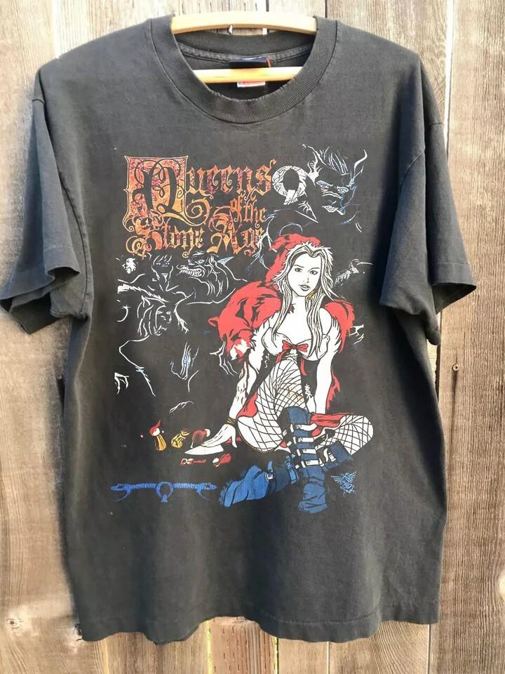 Queens Of The Stone Age Pásmo Uhlově Šedá Barva Bavlněné Tričko Plná Velikost S-5XL FH920 Unisex Tričko