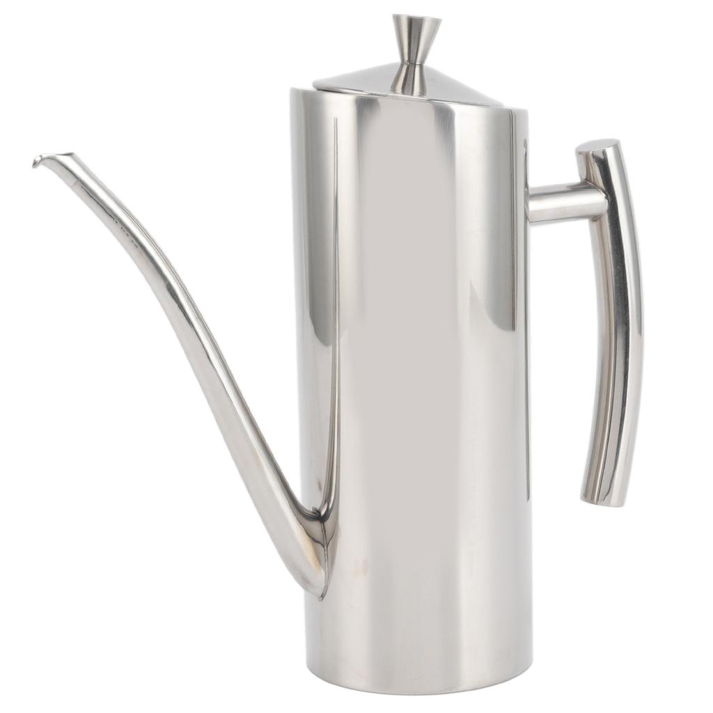 Oil Dispenser Bottle Stainless Steel Mirror Appearance Curved Handles Ergonomic Grip Drip Free Oil