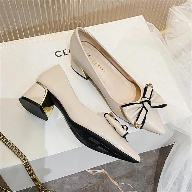 Tacones Altos de Mujer con Pedrería Punta Fina Tacón Grueso Zapatos de una Sola Pieza Zapatos de Fiesta Oficina Boda Talla Grande 35-43 Zapatos de Mujer