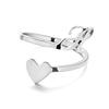 Stainless Steel Heart-Shaped Initial Ring for Women - Fashionable, Adjustable, In Stock