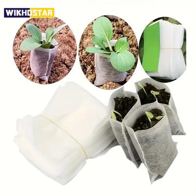 100 Stück Pflanzensäcke aus Vliesstoff für den Anbau von Pflanzen, Sämlingen und Pflanzen, biologisch abbaubar, für den Anbau von Blumen und Gemüse