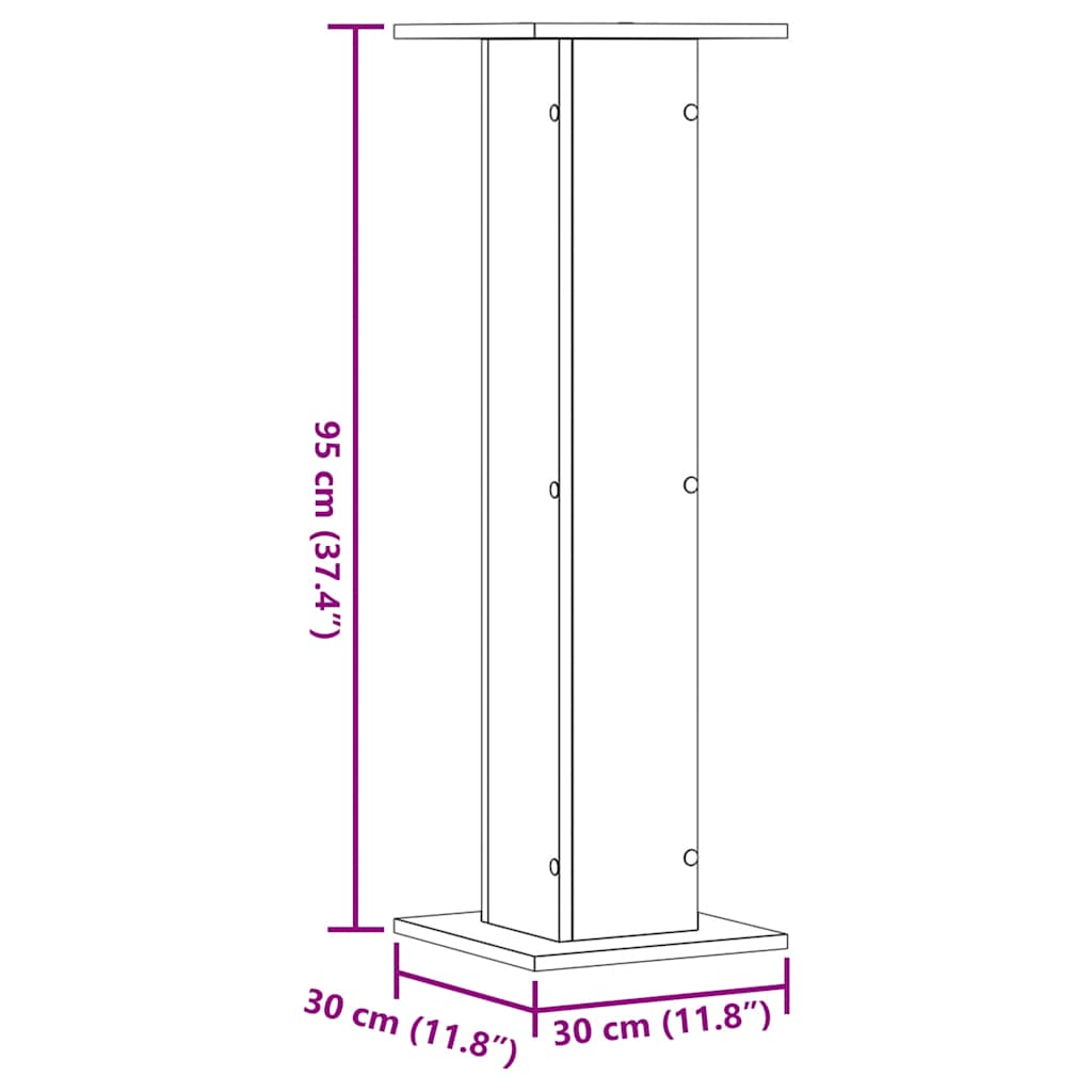 Plant Stand 2 Pcs Black 30 X 30 X 95 Cm Engineered Wood