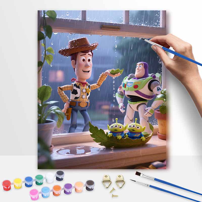Disney Digital Oil Painting Art Kit Toy Story Cowboy Space Ranger Alien Handmade Coloring Painting Home Decor
