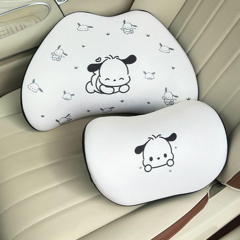 Kuromi Car Headrest Rebound Neck Pillow Breathable Cartoon Cushion Memory Foam Waist Support Cute Travel Pillow