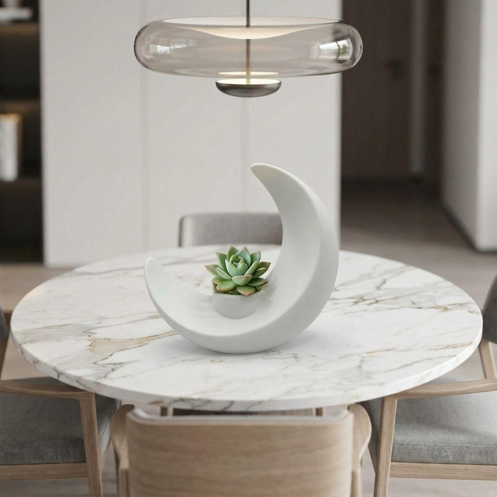 Creative Modern Moon-Shaped Flower Pots Minimalist Decorative 3D Printed Moon Vases Plastic Flower Holder Home Decoration