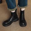 Autumn and winter thick-soled non-slip medium boots women's low-heeled large-size women's leather boots Korean version of round head square-heel