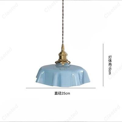 

LED Retro All Copper Glass Restaurant E27 Small Pendant Light Living Room Bar Balcony Bedside Aisle Decoration Lighting Fixtures 5 W&Not inlcuding bulb світло-синій колір