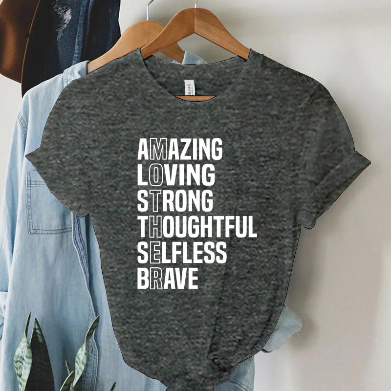Mother Inspirational Quote Graphic T Shirts Gift for Mom Short Sleeve Tee Mom Life Tee Shirt Letter Print Mother’s Day T-shirts
