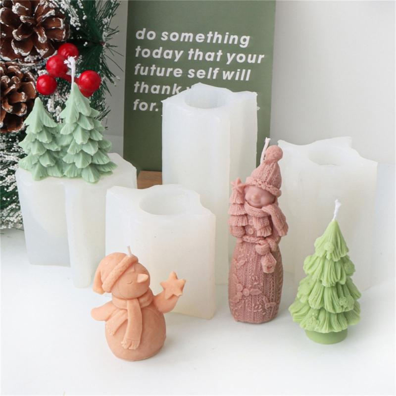 Christmas Silicone Candle Molds Crafting Moulds Reusable Molds Handmade Soap Mold Christmas Series Pattern for Candle