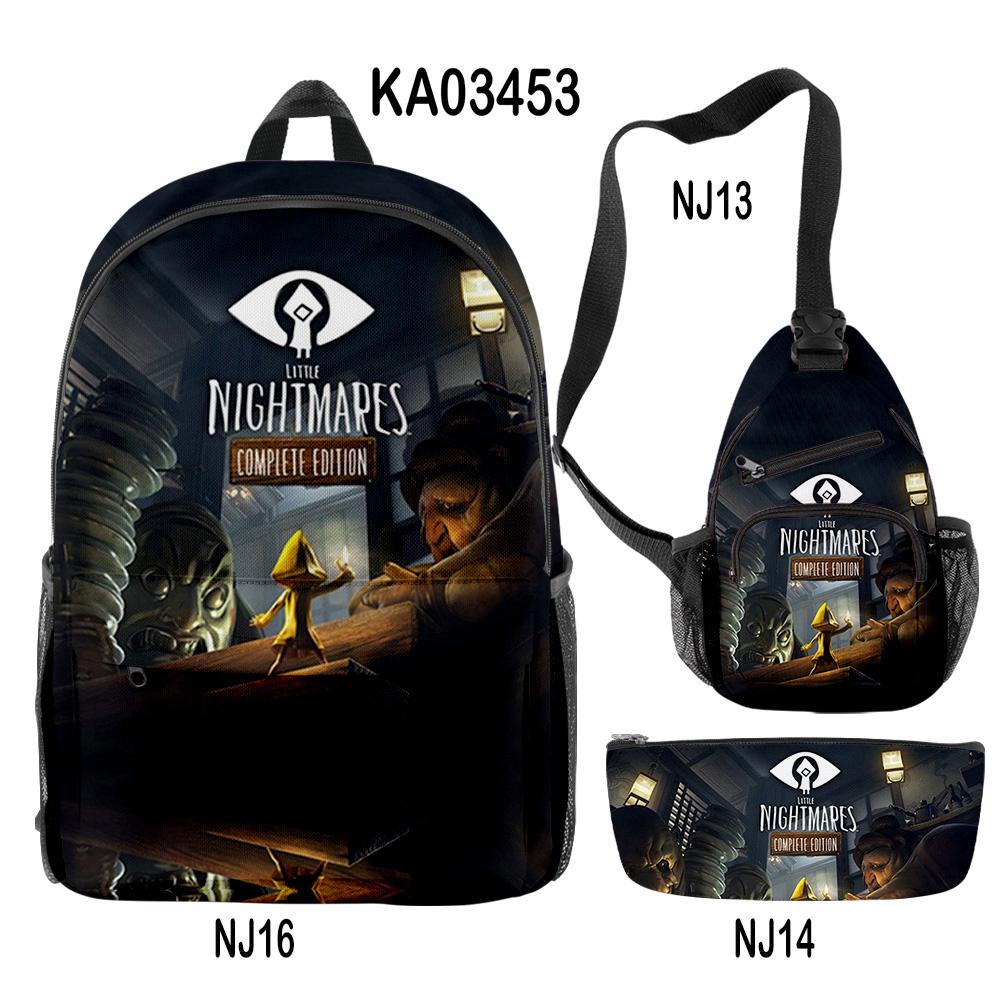 Klassiek Populair Grappig Little Nightmares 2 3D Print 3 stuks/Set leerling Schooltassen Reis Laptop Rugzak Borsttas Etui