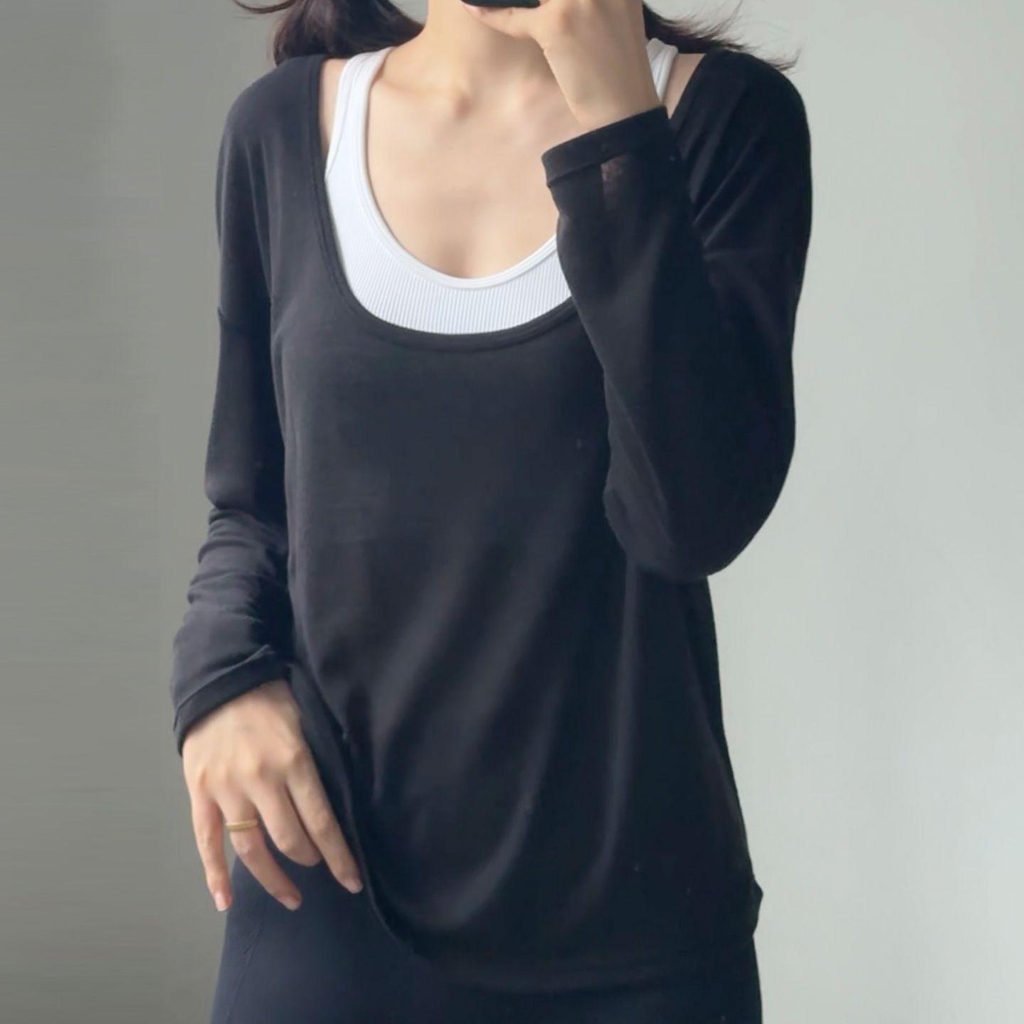 

2025 Autumn Women s Stunning Long Sleeve Fitness Top - Yoga Cover-up, Solid Color L