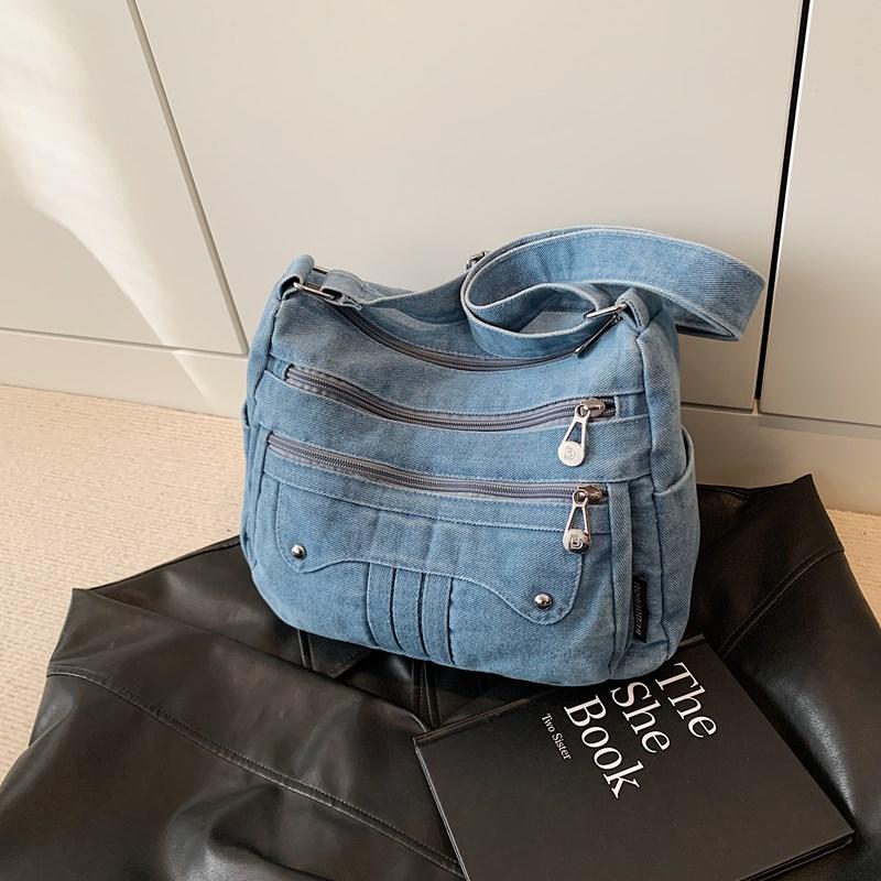 Casual Denim Crossbody Bag Women's Lightweight Commuter Shoulder Bag Fashionable New Style Versatile Korean Design