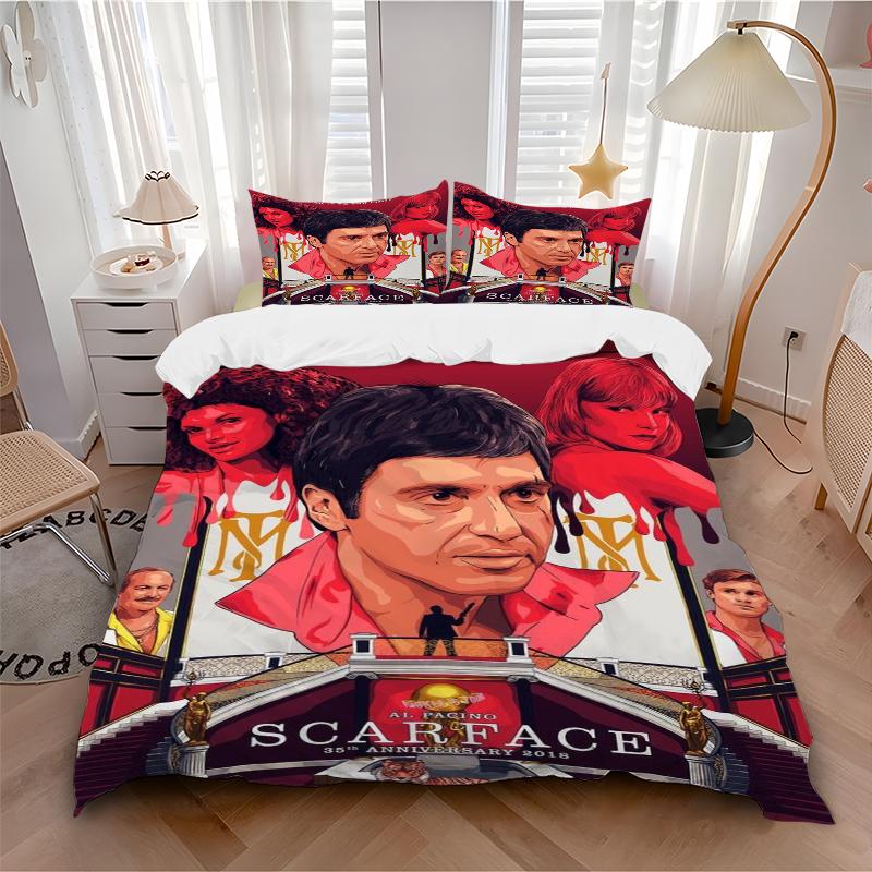 3Pcs Scarface Push Limit Bedding Set Soft Fabric Duvet Cover Pillowcases Home Christmas Xmas Halloween Gift 1 Duvet Cover 2 Pillowcase L1269