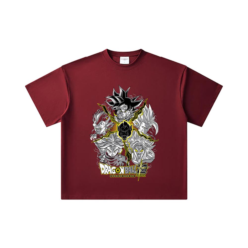260 GSM Double Yarn 32 Count 100% Cotton Dragon Ball V49 Super Saiyan Print Unisex Heavy Cotton T Shirt