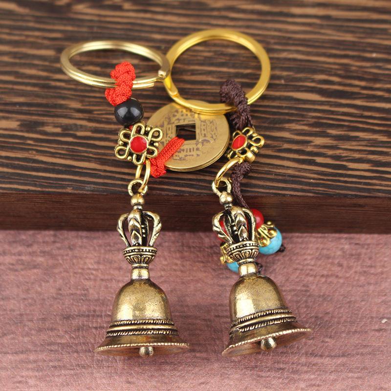 Vintage Vintage Brass Bell Wings Decoration Guardian Bell Keychain Angel Relief Hanging Decor