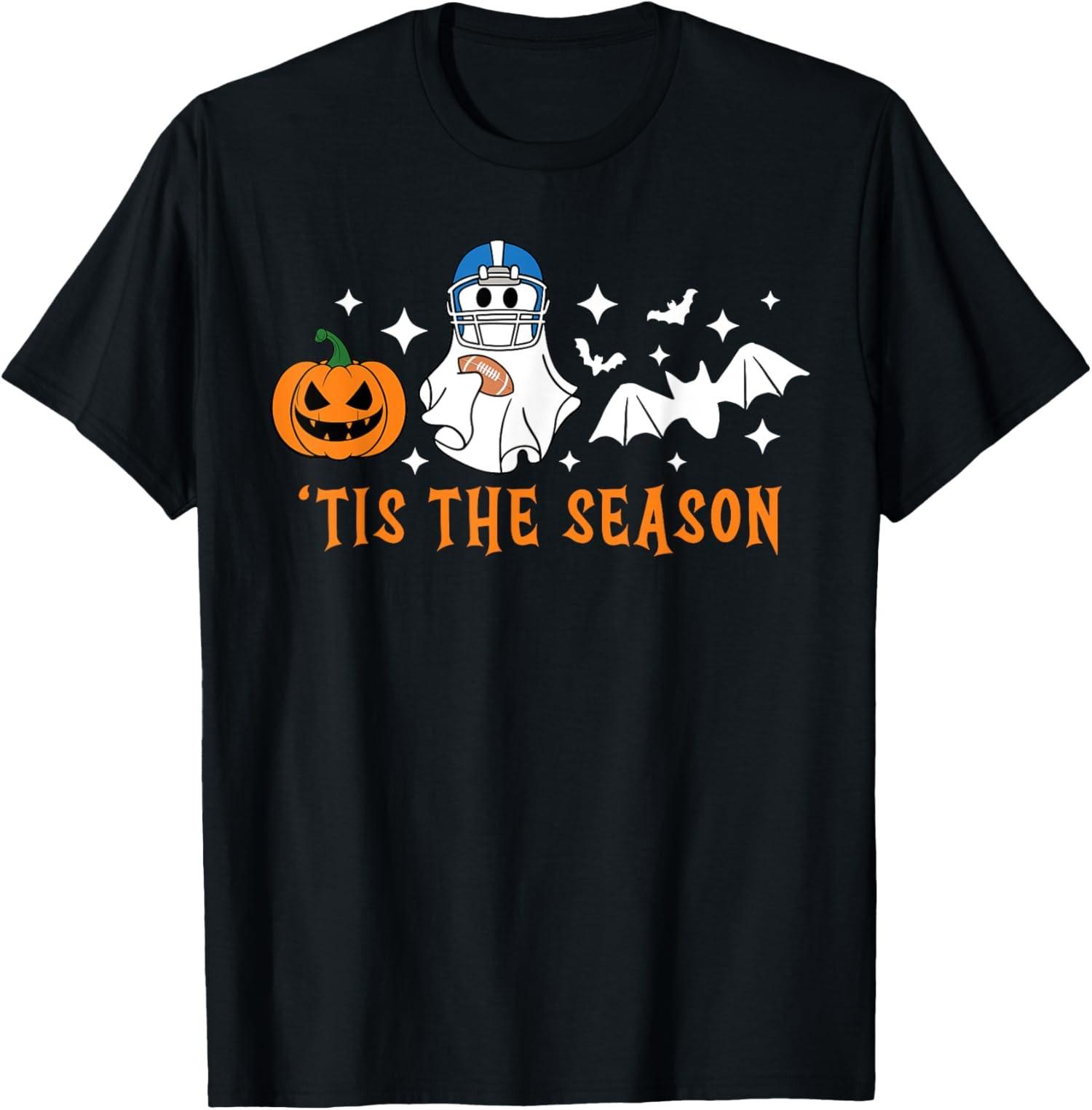 Tis The Season Football Halloween Spooky Ghost Unisex T-Shirt S